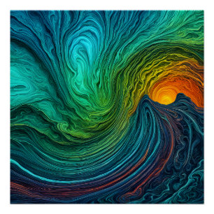 Póster Ondas Fractais de Abstrato de "Desaparecimento do 