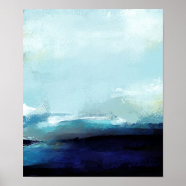 Poster Ondas Legal E Náuticas Do Oceano Abstrato (Frente)