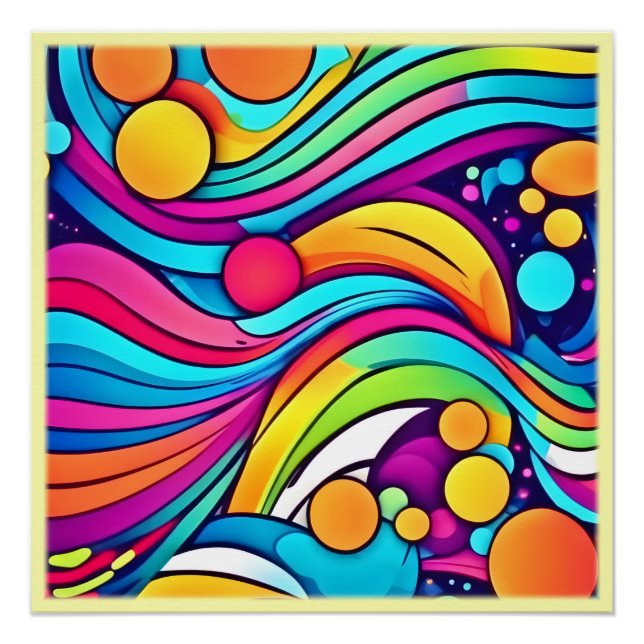 Póster Ondas Neon Cosmos Vibrante (Frente)