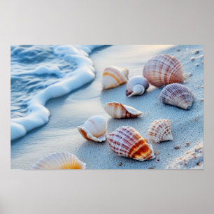 Poster Ondas Oceanas Natureza Azul Água Superfície Praia