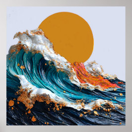 Poster Ondas oceânicas com tons vibrantes