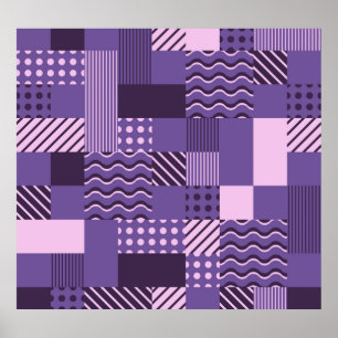 Poster Ondas Pontos de Grelha: Moderno Sem Costura.
