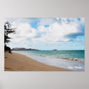 Póster Ondas & praia de oceano de Oahu Havaí