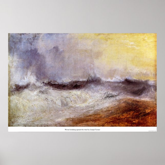 Póster Ondas quebradas contra o vento por Joseph Turner (Frente)