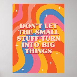 Poster Ondas Retro Groovy Com Mantra de Mindfulness