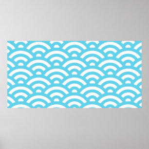 Poster Ondas textura azul oceano