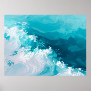 Poster Ondas Turquesa Giratórias Arte de Onda Abstrata do