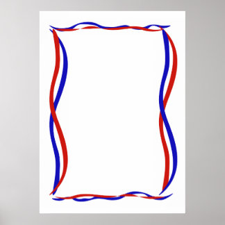 Poster Ondas Vermelhas Brancas e Azuis