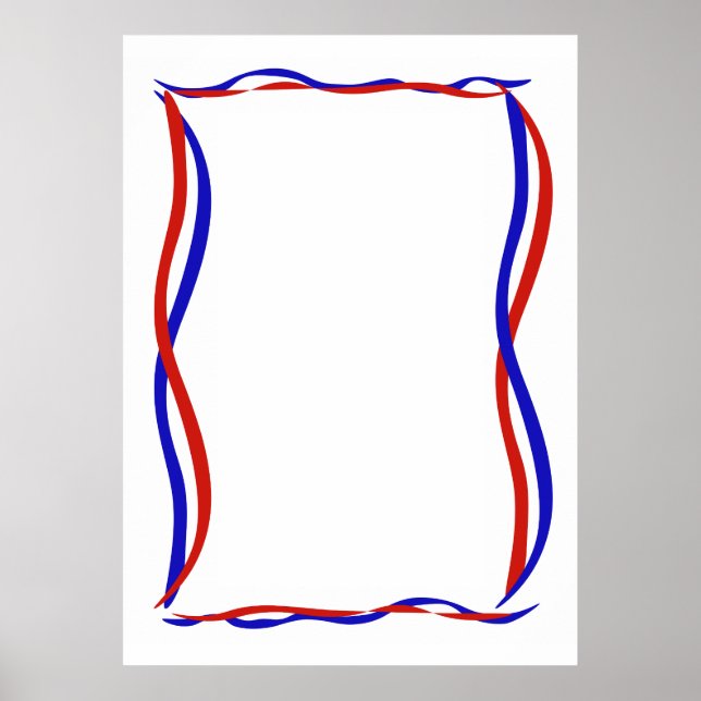 Poster Ondas Vermelhas Brancas e Azuis  (Frente)