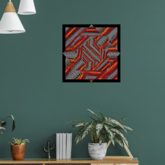 Poster Ondas Vermelhas e Cinzas