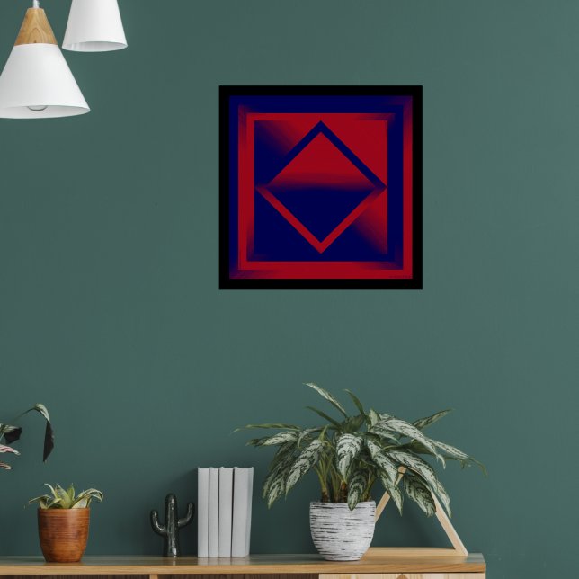 Poster Ondas Vermelhas e Roxas (Sala de Estar 1)