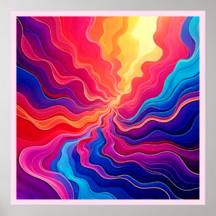 Poster Ondas Vívidas: Arte de Fluxo de Energia Neon Abstr