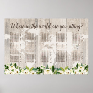 Poster Onde carta de madeira do assento do mapa rústico