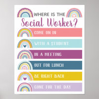 Onde está o assistente social Office Door Sign Rai