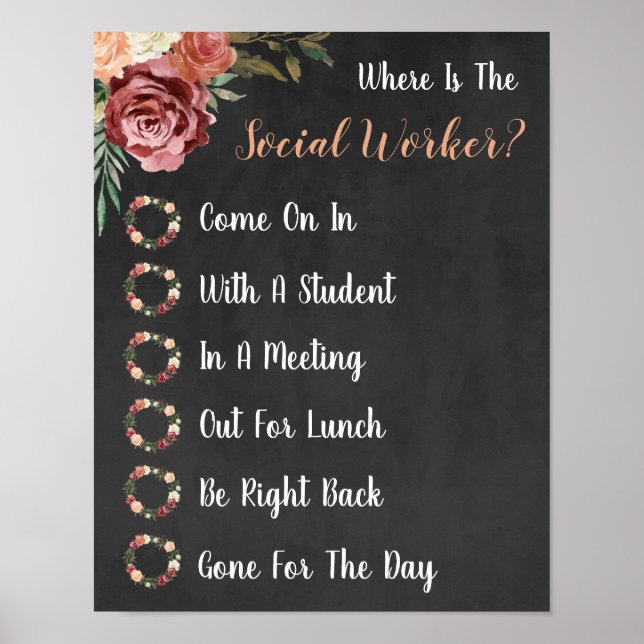 Poster Onde está o Sinal de Porta do Office do Trabalhado (Frente)