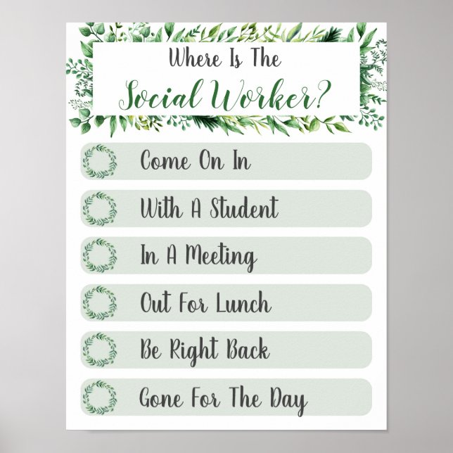 Poster Onde está o Sinal de Porta do Office do Trabalhado (Frente)