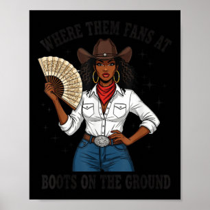 Poster Onde Estão Aqueles Fãs Botas de Cowgirl Preta No C