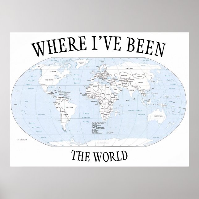 Poster Onde eu estive no mundo, mapa colorível (Frente)