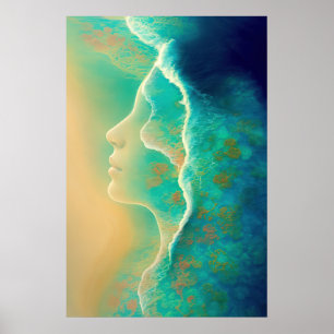 Poster "Onde o oceano se torna memória" - Verde Azul