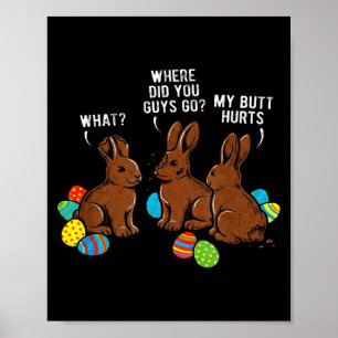 Poster Onde vocês foram Coelho de Chocolate Engraçado Pás