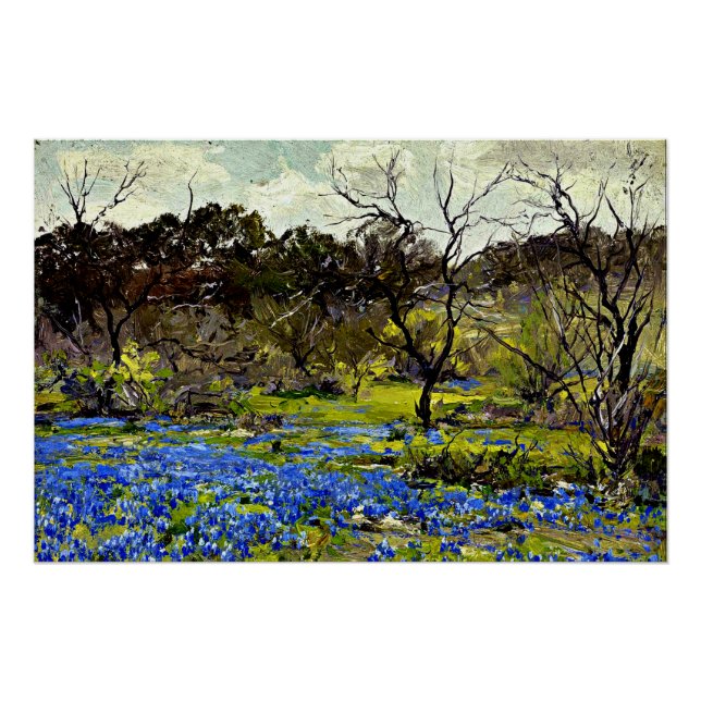Póster Onderdonk - Primavera precoce, Bluebonnets e Mesqu (Frente)