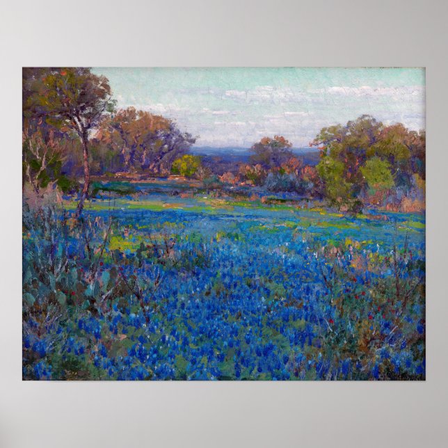Poster Onderdonk - Um Campo De Bluebonnets Na Tarde Da Ta (Frente)