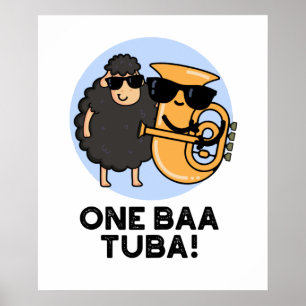 Poster One Baa Tuba Engraçado Música Ovino