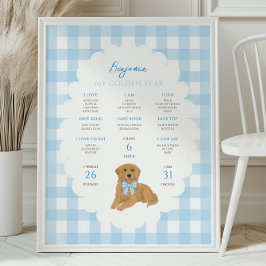 Poster One Golden Year Puppy Dog 1st Birthday Milestone