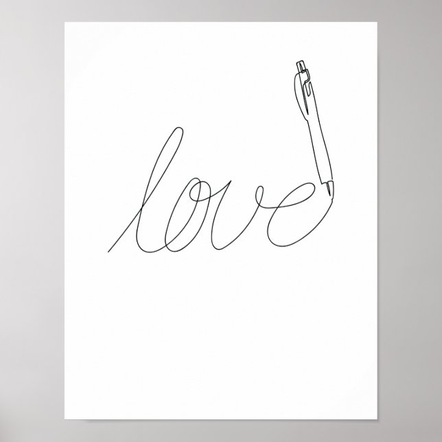 Poster One Line Art Love gezeichnet mit Stift (Frente)
