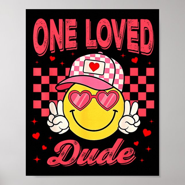 Poster One Loved Dude Checkered Heart Valentines Day Boys (Frente)