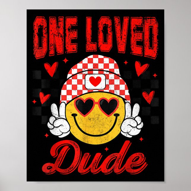 Poster One Loved Dude Checkered Heart Valentines Day Boys (Frente)