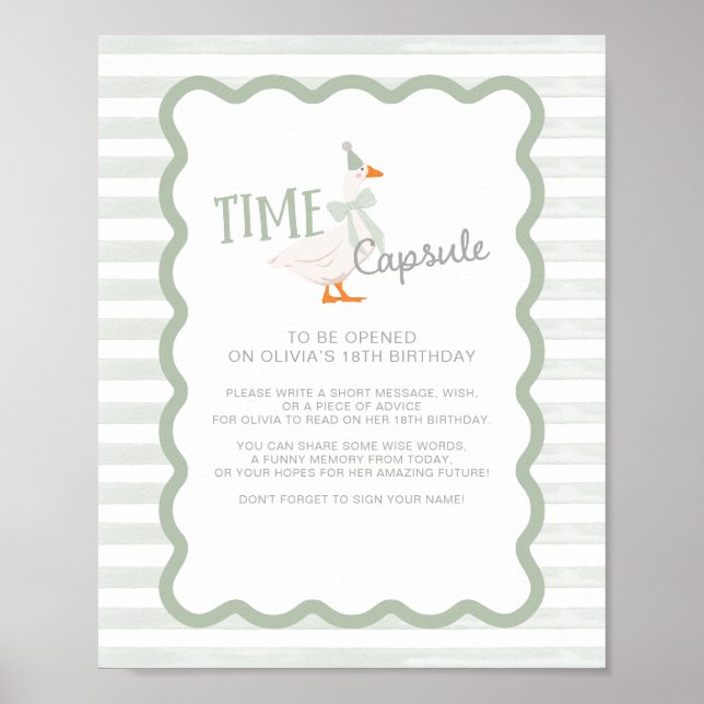 Poster One Silly Goose 1st Birthday Time Capsule Sign (Frente)