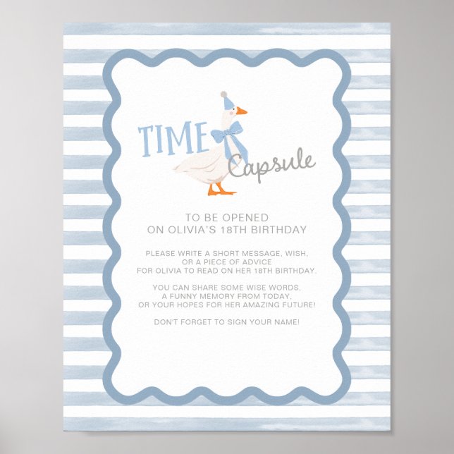 Poster One Silly Goose 1st Birthday Time Capsule Sign (Frente)