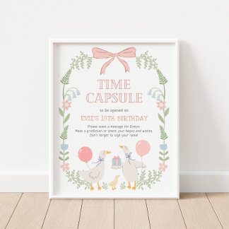 Poster One Silly Goose 1st Birthday Time Capsule Sign