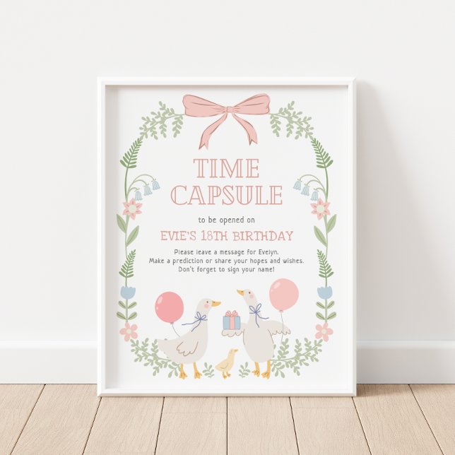 Poster One Silly Goose 1st Birthday Time Capsule Sign (Criador carregado)