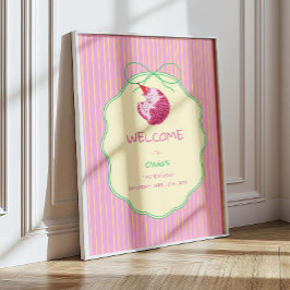 Poster One Sleepy Cat 1st Birthday Welcome