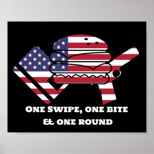 Poster One Swipe One Bite One Round Comida Guns Debates E