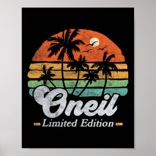 Poster Oneil Surname Funny Retro 90s Birthday Beach Famil