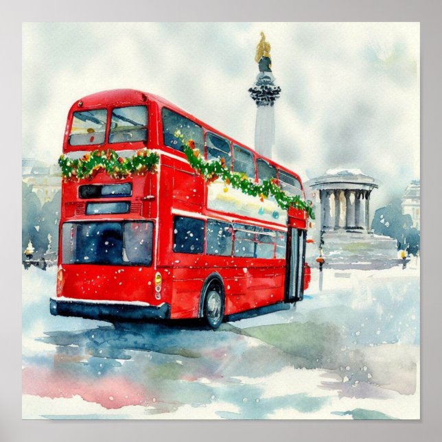 Poster Ônibus de dois andares vermelhos de Londres, B (Frente)