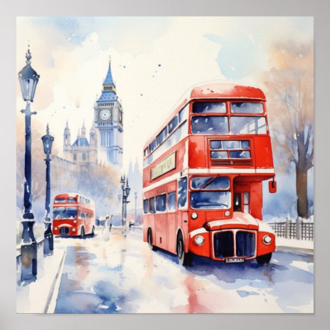 Poster Ônibus de dois andares vermelhos de Londres, (C) (Frente)