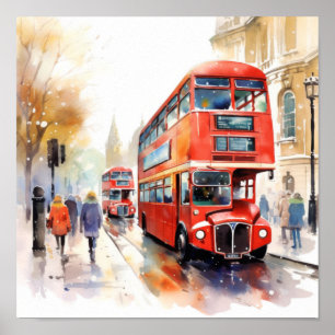 Poster Ônibus de dois andares vermelhos de Londres, (E)