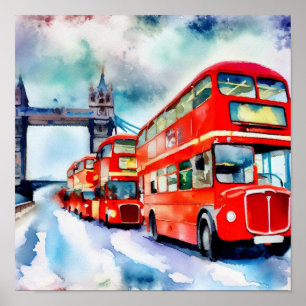 Poster Ônibus de dois andares vermelhos de Londres, (G)
