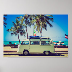 Póster Ônibus do campista da praia do paraíso de