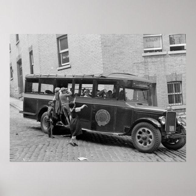 Póster Ônibus escolar antigo, anos 30 (Frente)