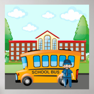 Poster Ônibus Escolar E Condutor