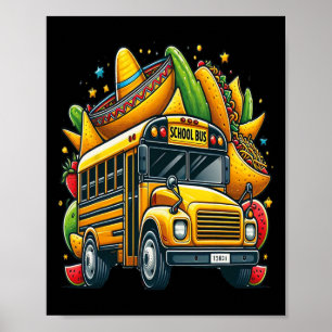 Poster Ônibus escolar Tacos Crianças Mulheres Mulheres Ci