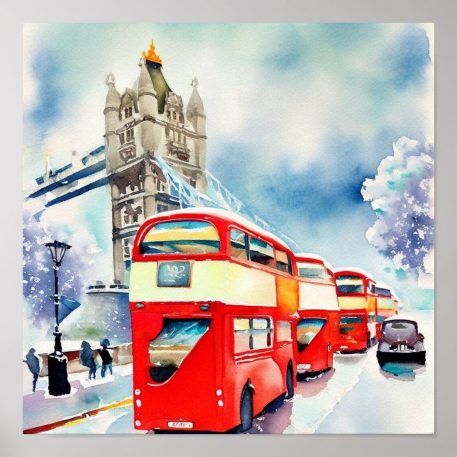 Poster Ônibus Red Double-Decker de Londres, (H) (Frente)