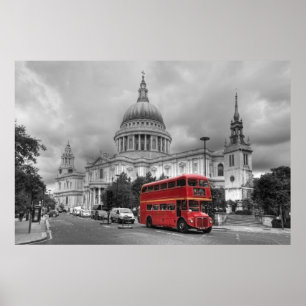 Póster Ônibus vermelho de Londres na cidade de Londres