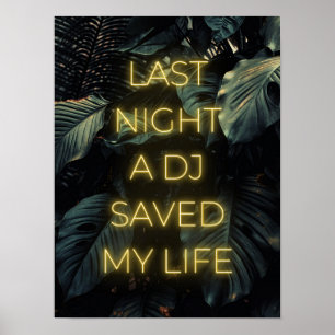 Poster "Ontem à noite um DJ salvou minha vida" Letras