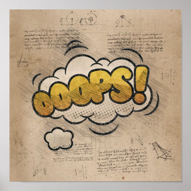 Poster OOPS! Vintage Comic Book Steampunk Pop Art (Frente)